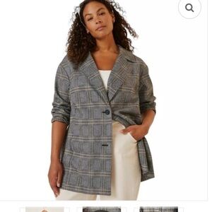 ANTHROPOLOGIE Avec Les Filles Plaid Long Line Blazer